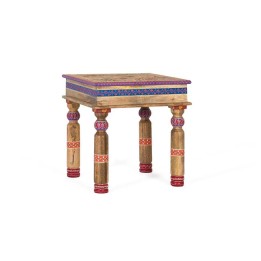 Table Basse Bois de Manguier Multicolores pour Salon Contemporain.