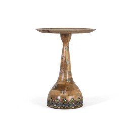 Table d'appoint en Bois avec Florales Artisanales pour un Salon Con...