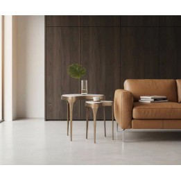 Table Basse Marbre & Métal en Bois Salon Contemporain