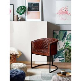 Chaise Industrielle Cuir Brun | Salle à Manger