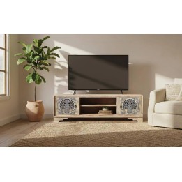 Meuble TV en Bois Massif pour Salon Contemporain.