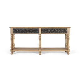 Console d'entrée en bois massif signature moderne.