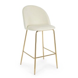 Tabouret bar en bois contemporain Carry velours blanc, un must-have...