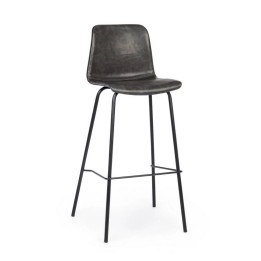 Tabouret de bar contemporain en bois massif anthracite vinta