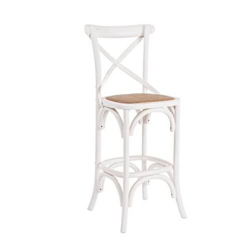 Tabouret Bar en Bois Cross Blanc
