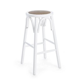 Tabouret Bar Circle Blanc en Bois Massif, Signature de Design Moderne