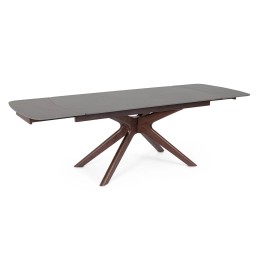 Table Extensible en Bois Noyer/Gris pour Salle à Manger