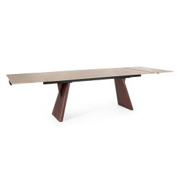 Table en bois contemporaine avec extension réversible, conçue pour ...