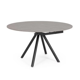 Table en bois massif à rallonge contemporaine noire/grise