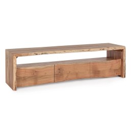 Meuble Bas Bois Acacia Salon Contemporain
