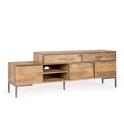 Meuble TV en Bois Massif pour Salon Contemporain