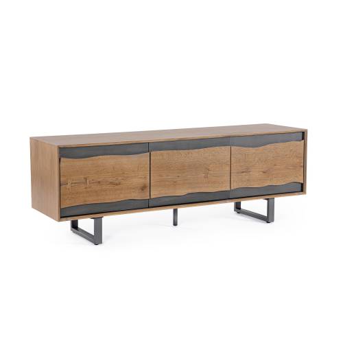 Meuble TV 3P en Bois Massif pour Salon Contemporain