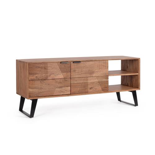 Meuble TV en Bois Massif pour Salon Contemporain.