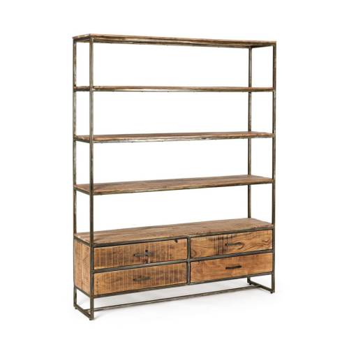 Étagère Bois Massif 4 Niveaux pour Salon Contemporain