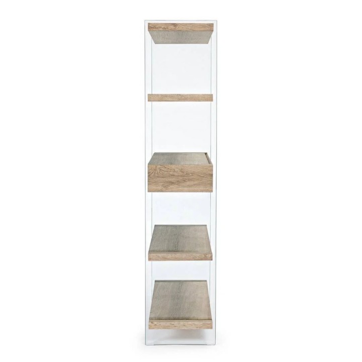 Bibliothèque en bois 4 niveaux avec 2 tiroirs contemporaine