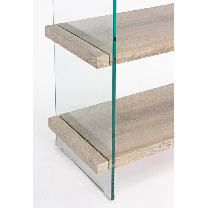 Bibliothèque en bois 4 niveaux avec 2 tiroirs contemporaine