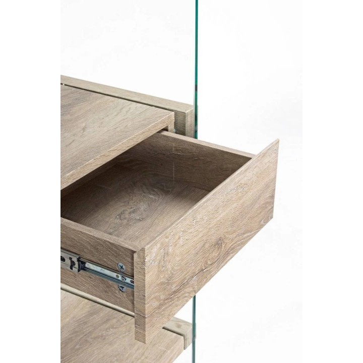 Bibliothèque en bois 4 niveaux avec 2 tiroirs contemporaine