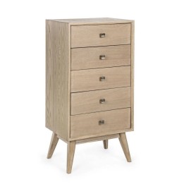 CHIFFONNIER EN BOIS MASSIF MODERNE 5 TIROIRS