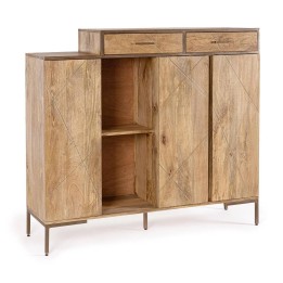 Commode haute 3P-2T en bois massif contemporain