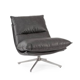 FAUTEUIL GRIS FONCÉ EN BOIS MASSIF