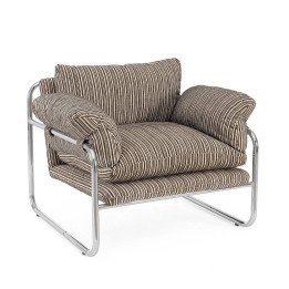 Fauteuil en bois rayures sage