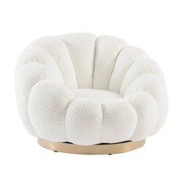 Fauteuil pivotant Florel Blanc en bois, signature de style contempo...