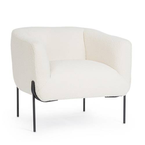 FAUTEUIL EN BOIS BLANC BOUCLÉ POUR SALON