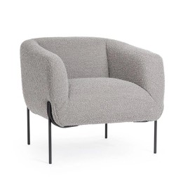 FAUTEUIL BOIS CLAUDINE GRIS BOUCLÉ