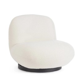 Fauteuil pivotant en bois massif blanche bouclée contemporaine.
