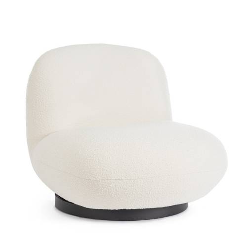 FAUTEUIL PIVOTANT EN BOIS BLANC BOUCLÉ pour Salon