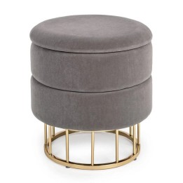 Tabouret coffre Pavlina gris foncé bois contemporain.