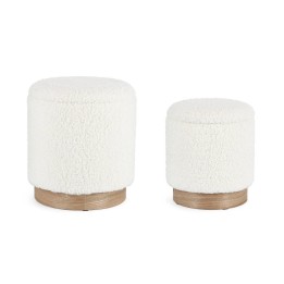 Pouf conteneur en bois blanc élégant.