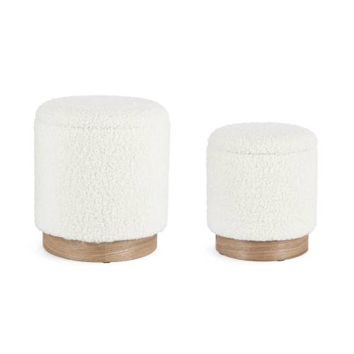 Pouf Conteneur Blanc en Bois pour Salon