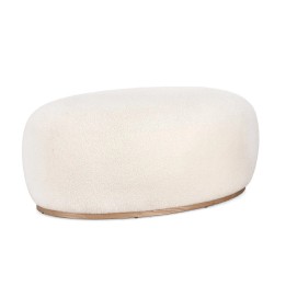 Pouf en Bois Massif Blanc pour Salon Contemporain.