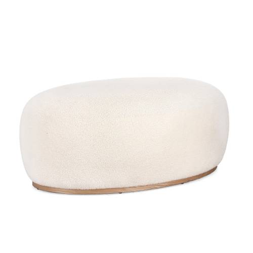 Pouf en Bois Massif Blanc pour Salon Contemporain.