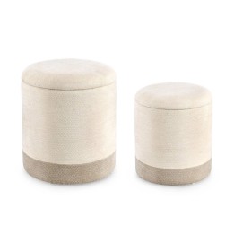 Pouf Polyester Effet Chenille pour Salon