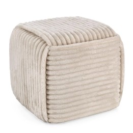 Pouf Cube en Bois Taupe pour Salon Contemporain