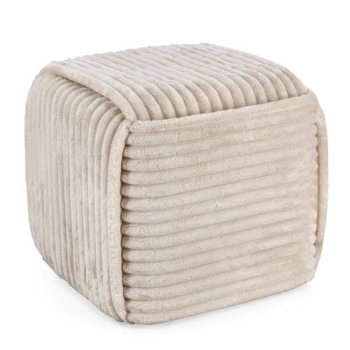 Pouf Cube en Bois Taupe pour Salon Contemporain