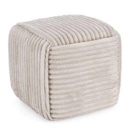 Pouf cube gris clair en bois, signature de style contemporain.