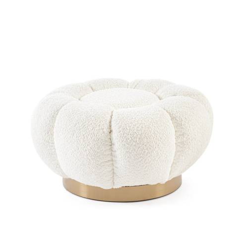 Pouf Florel Blanc en Bois pour Salon