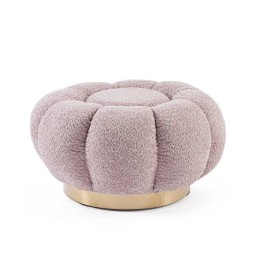 Pouf Florel Rose Antique en Bois pour Salon