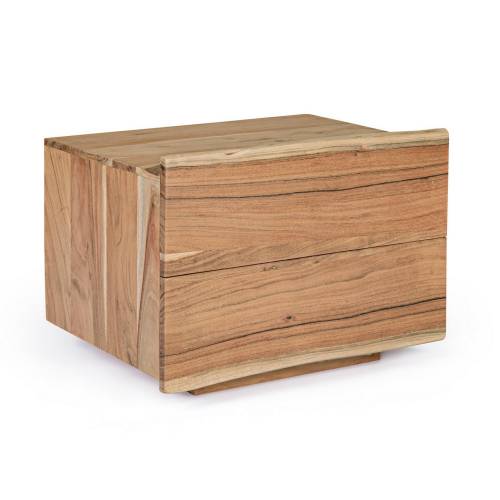 Table de Chevet en Bois 2 Tiroirs pour Chambre