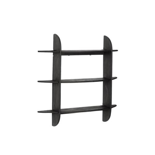 Étagère 3Ét. en Bois Noir pour Salon Contemporain