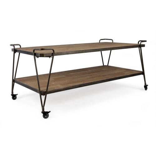 Table Présentoir en Bois Massif pour Salon Contemporain