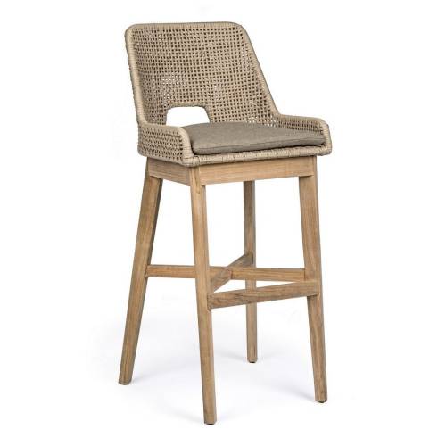 Tabouret de Jardin en Bois et Cordage pour Terrasse