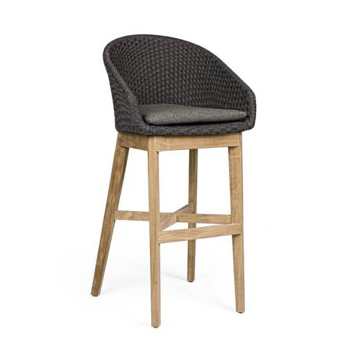 Tabouret Bar en Aluminium et Teck pour Terrasse