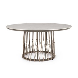Table en aluminium peint à poudre, plateau en pierre frittée