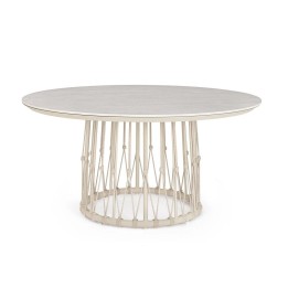Table en Pierre Naturelle et Aluminium pour Terrasse