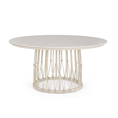 Table en Pierre Naturelle et Aluminium pour Terrasse