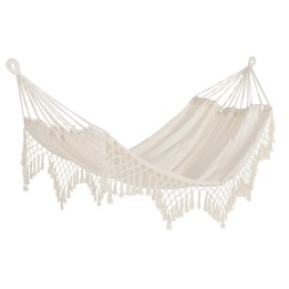 Hamac en Corde et Tissu Poly-Coton pour Jardin